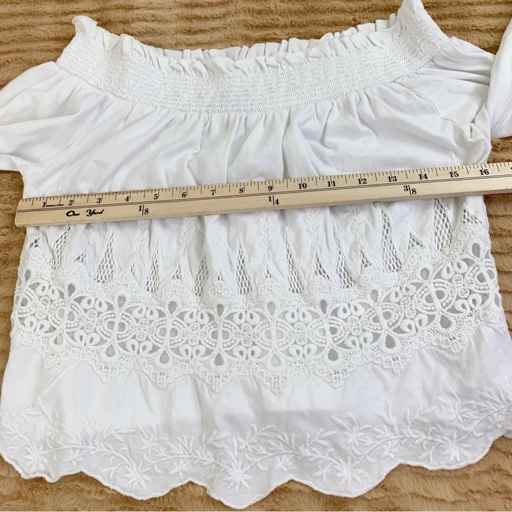 Top Shop White Off-Shoulder Embroidered Women's cropped Top long sleeve - Picture 5 of 9